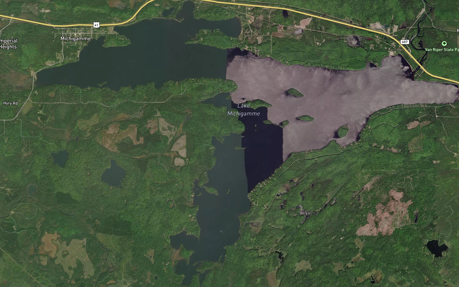 Satellite map of the Lake Michigamme