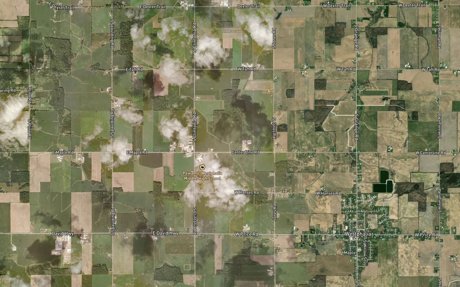 Satellite map of the Clinton and Ionia Drain