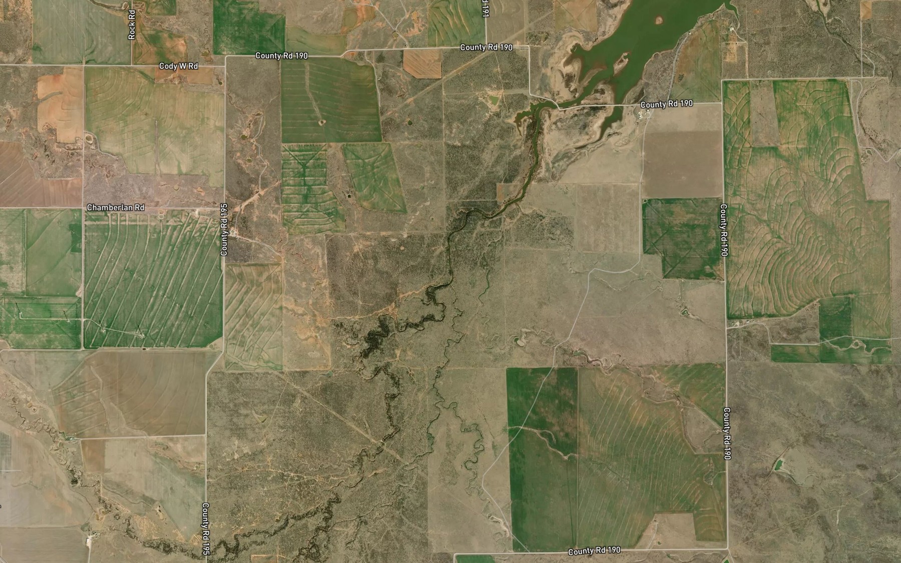 Satellite map of the Bow Creek