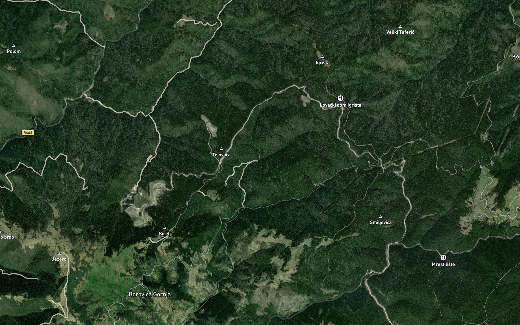 Satellite map of the Srednji Potok