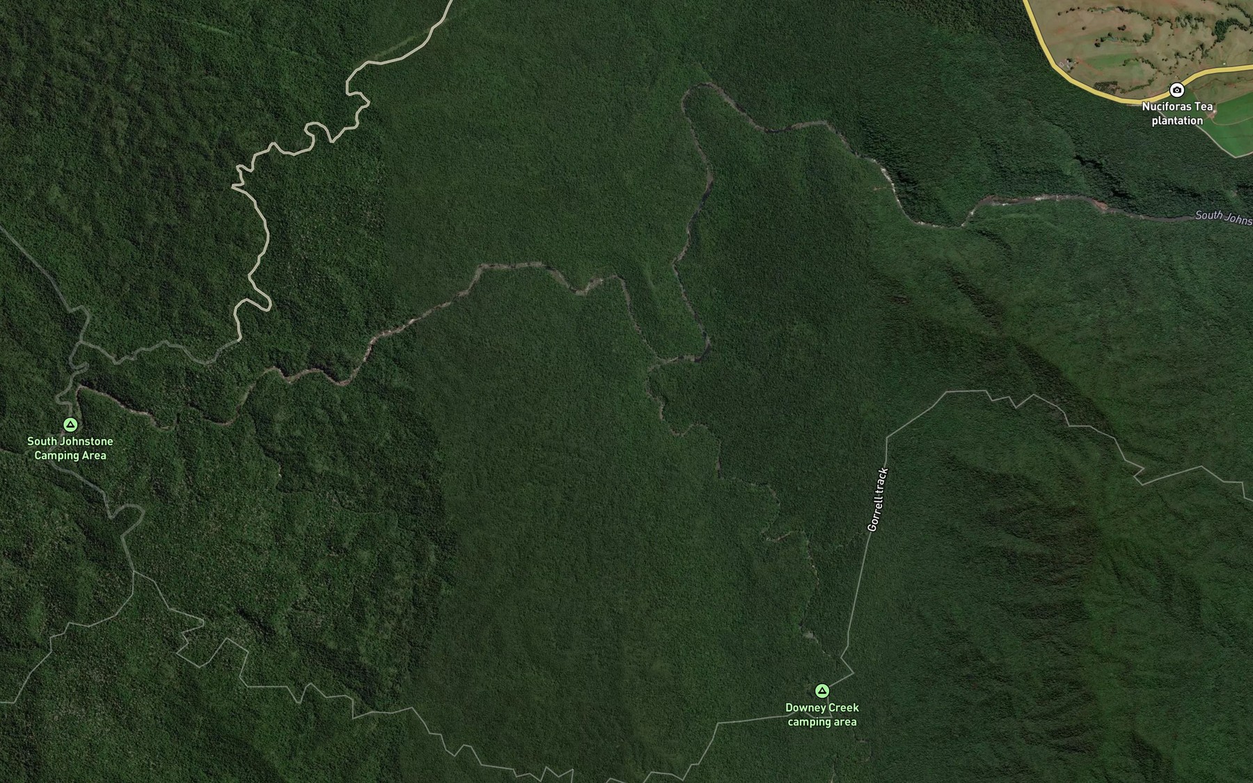 Satellite map of the Downey Creek
