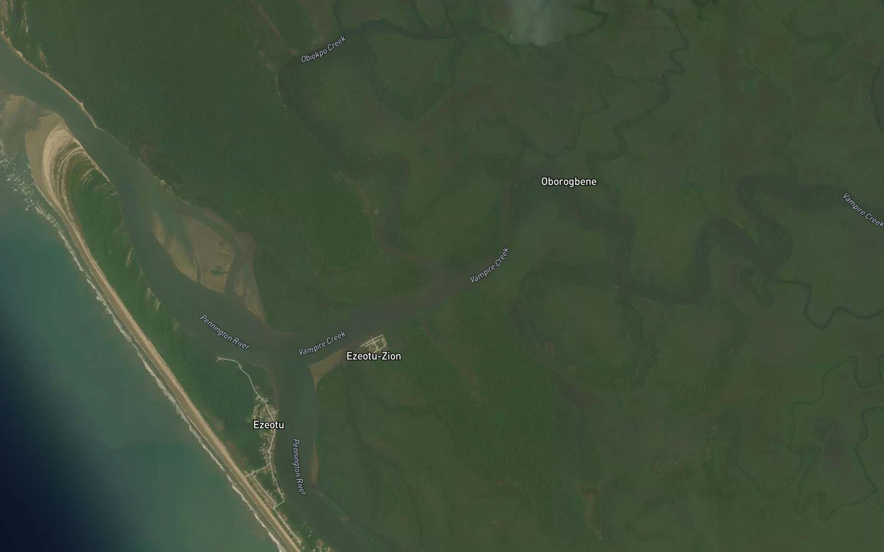 Satellite map of the Obiokpo Creek