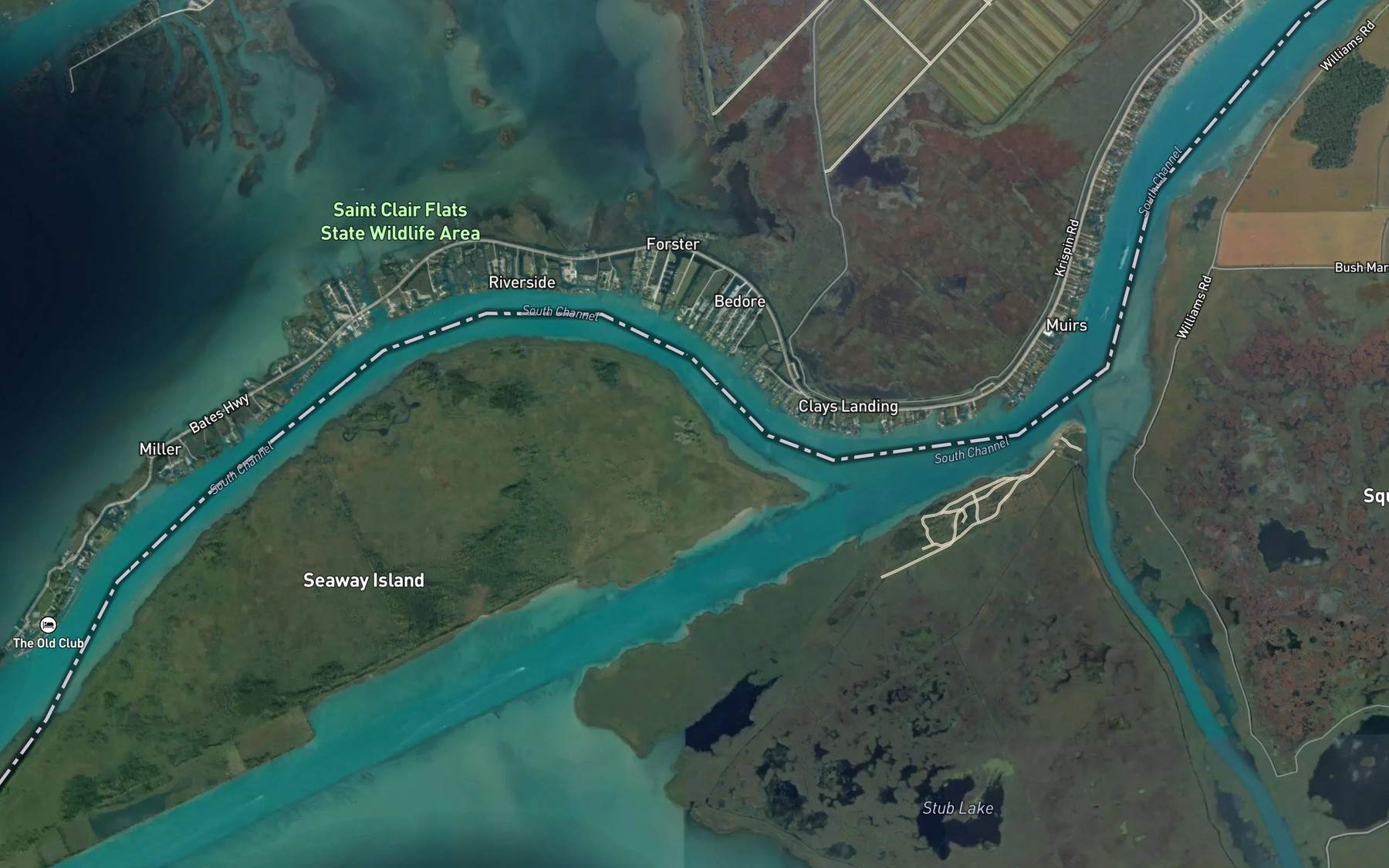 Satellite map of the Little Bassett Channel