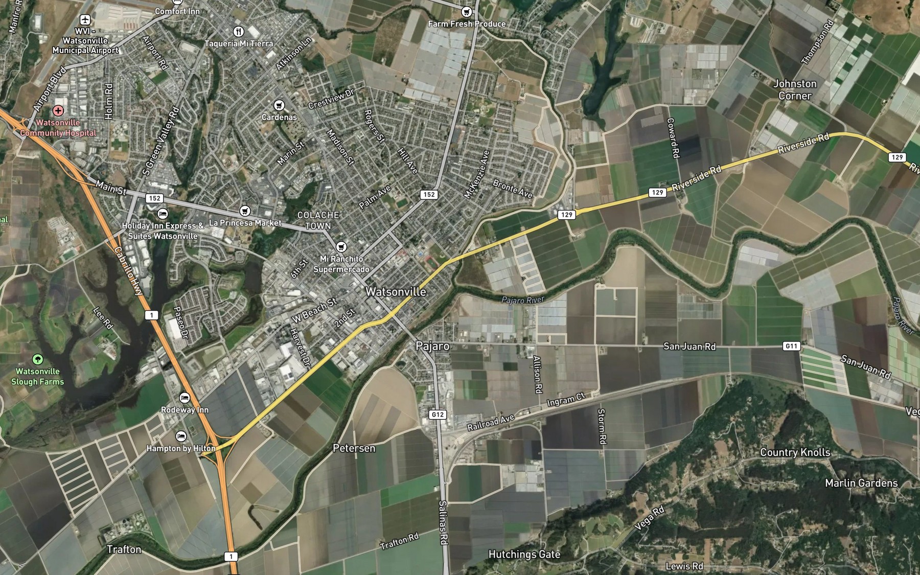Satellite map of the Salsipuedes Creek