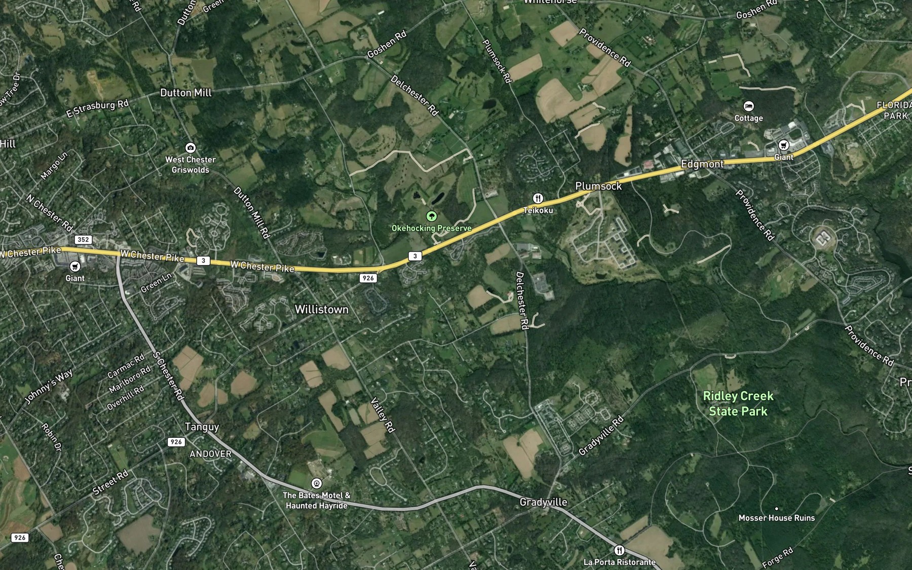 Satellite map of the Little Pony Trail Creek