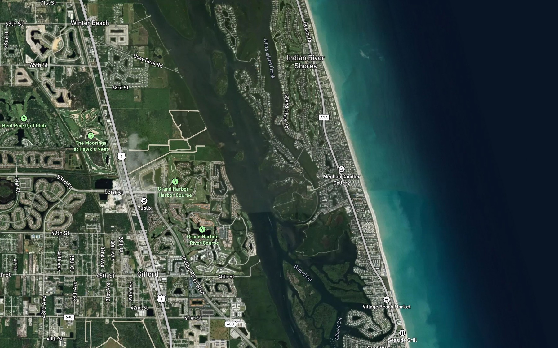 Satellite map of the Chambers Cove