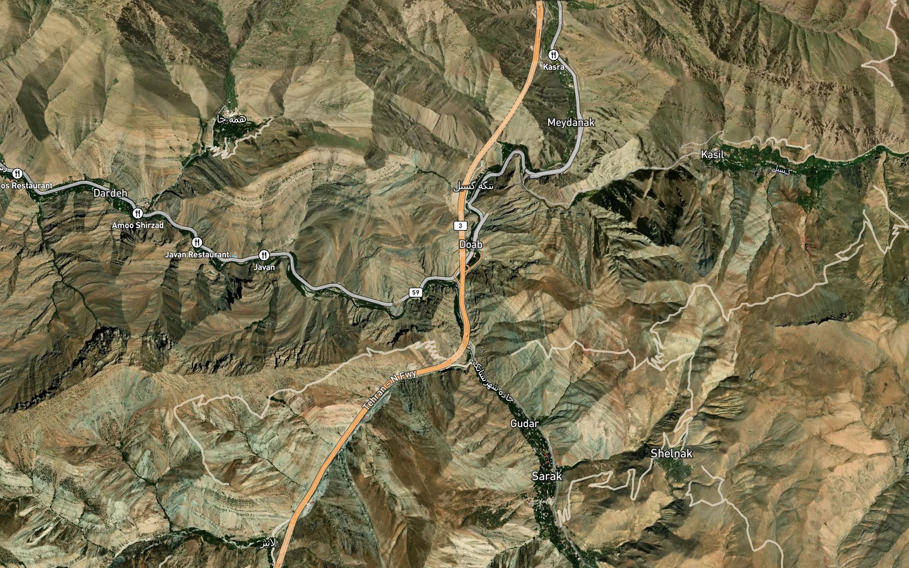 Satellite map of the Rudkhaneh-ye Shahrestanak