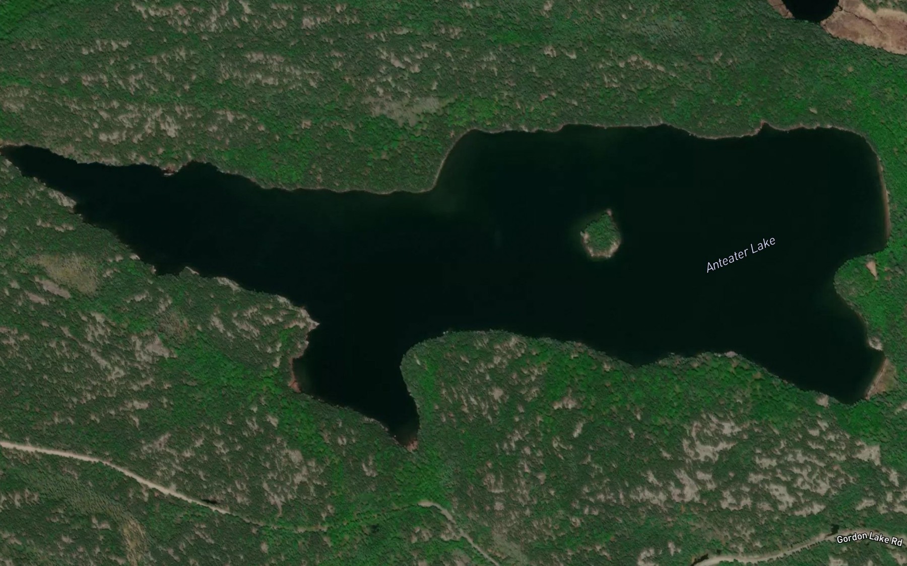 Satellite map of the Anteater Lake