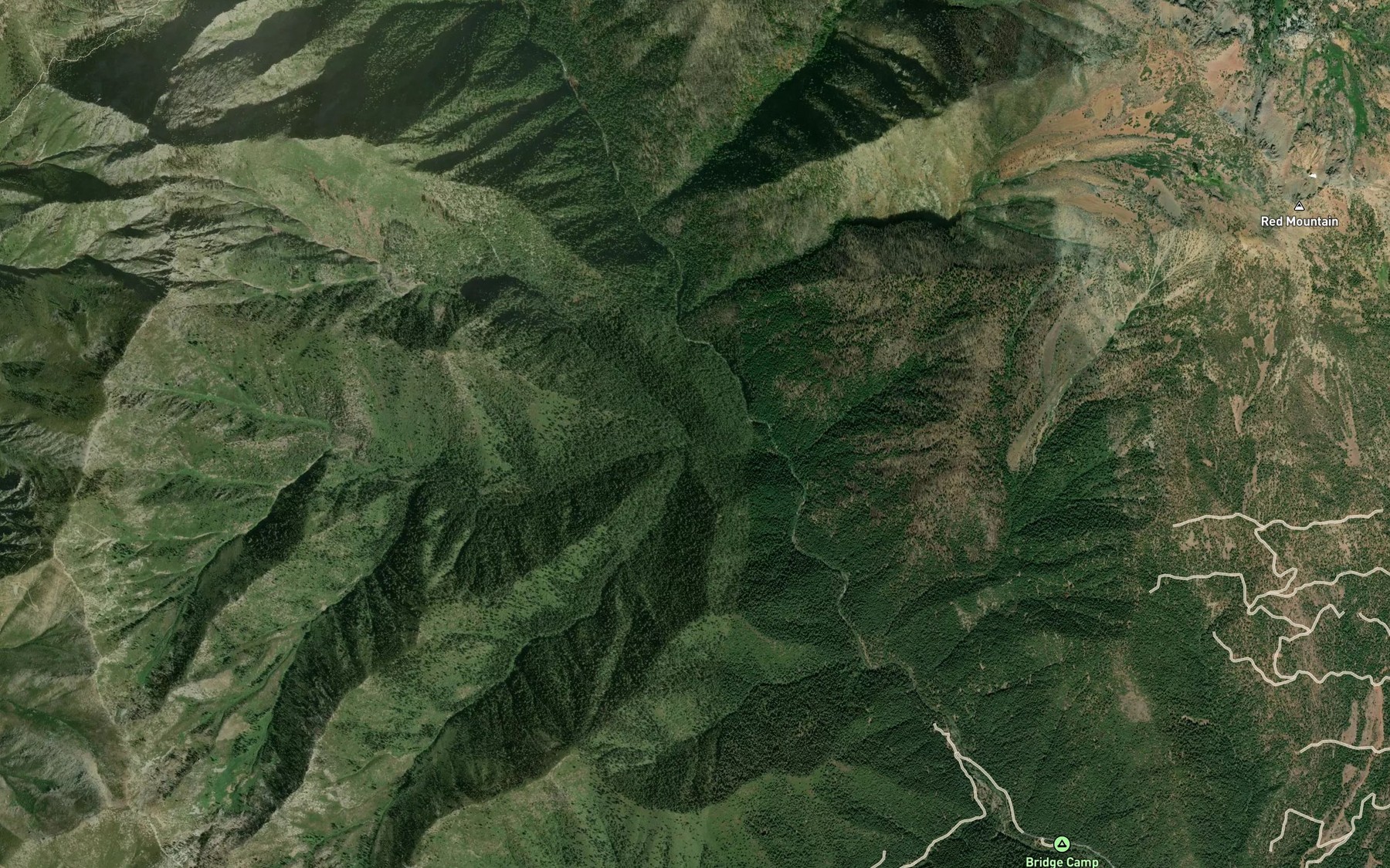 Satellite map of the North Fork Owens Creek