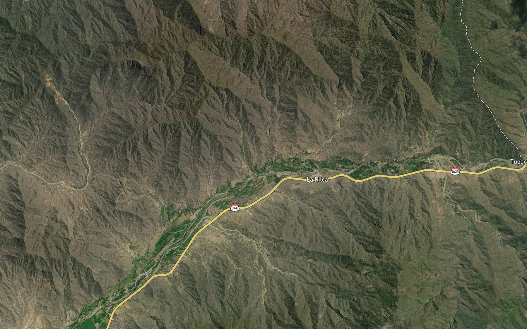 Satellite map of the Quebrada de Huaro