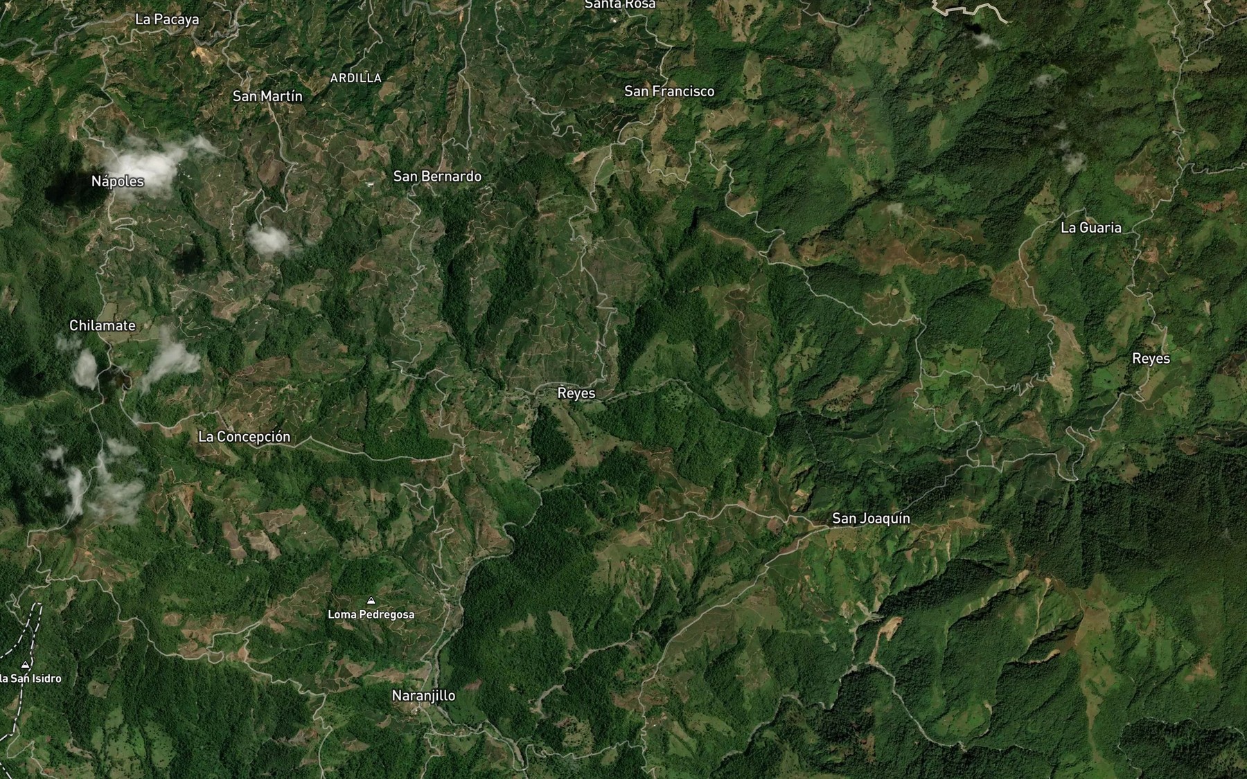 Satellite map of the Quebrada Delicias