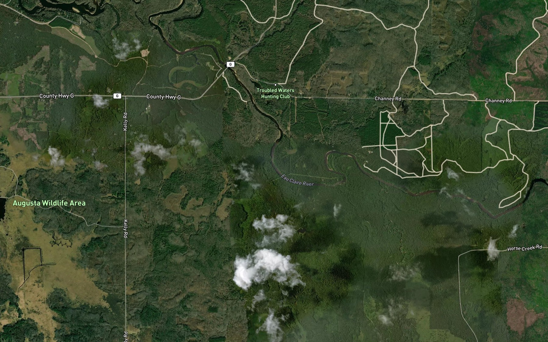 Satellite map of the Coon Gut Creek