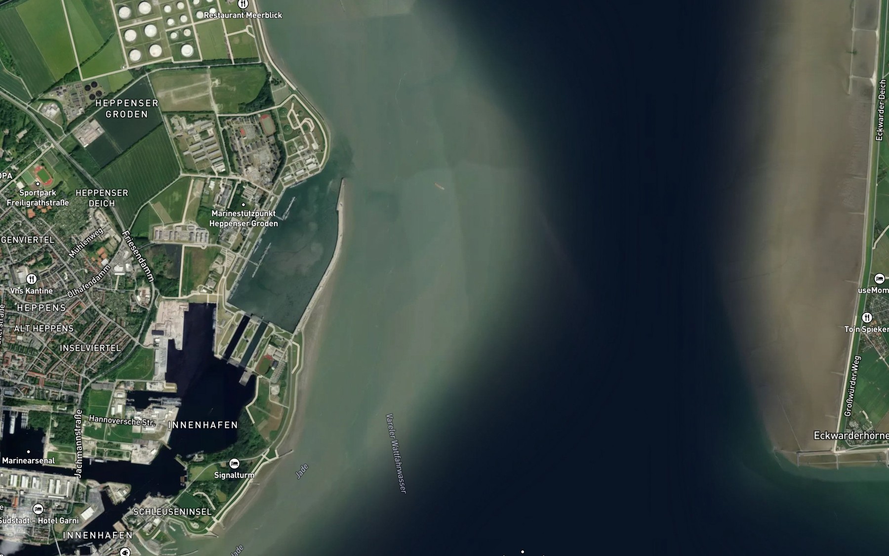 Satellite map of the Reede von Wilhelmshaven