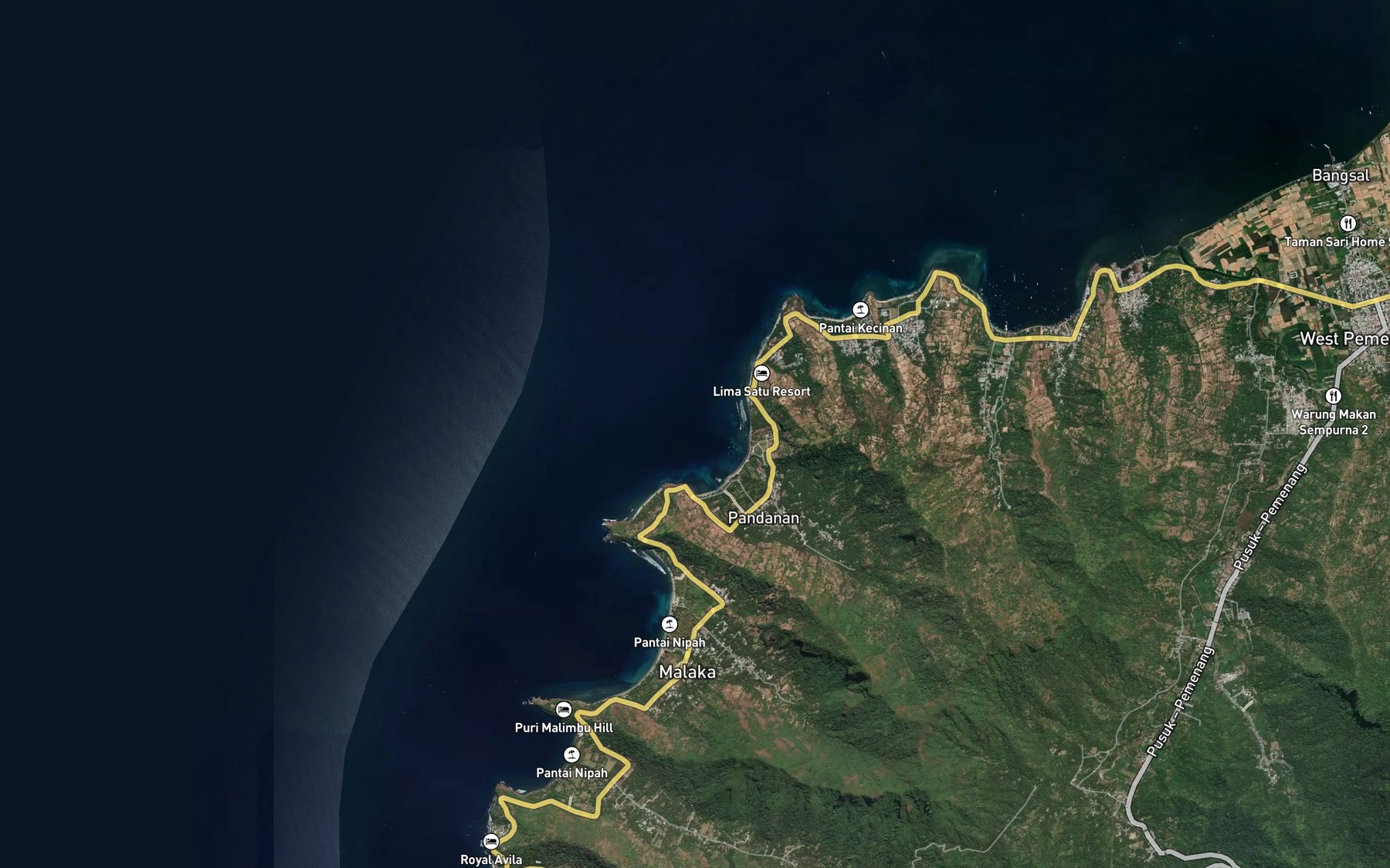 Satellite map of the Teluk Pandanan