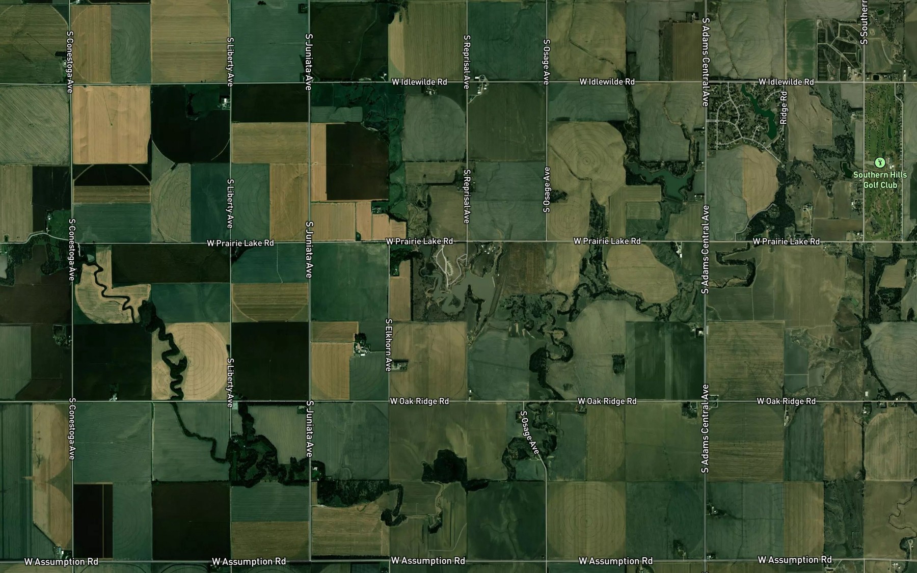 Satellite map of the Prairie Lake