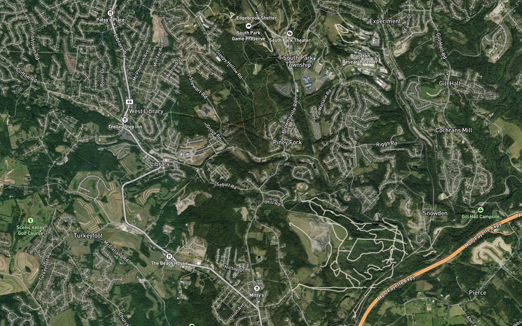Satellite map of the Sleepy Hollow Run