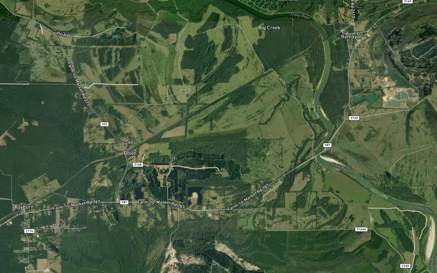 Satellite map of the Winters Bayou