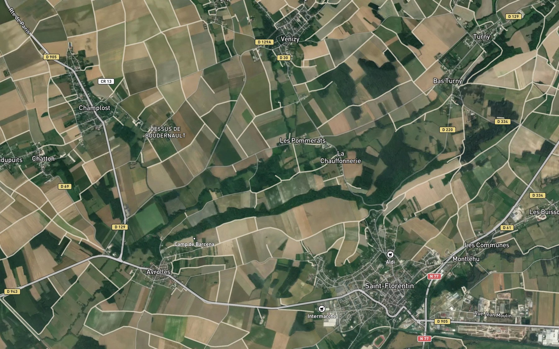 Satellite map of the Brumance