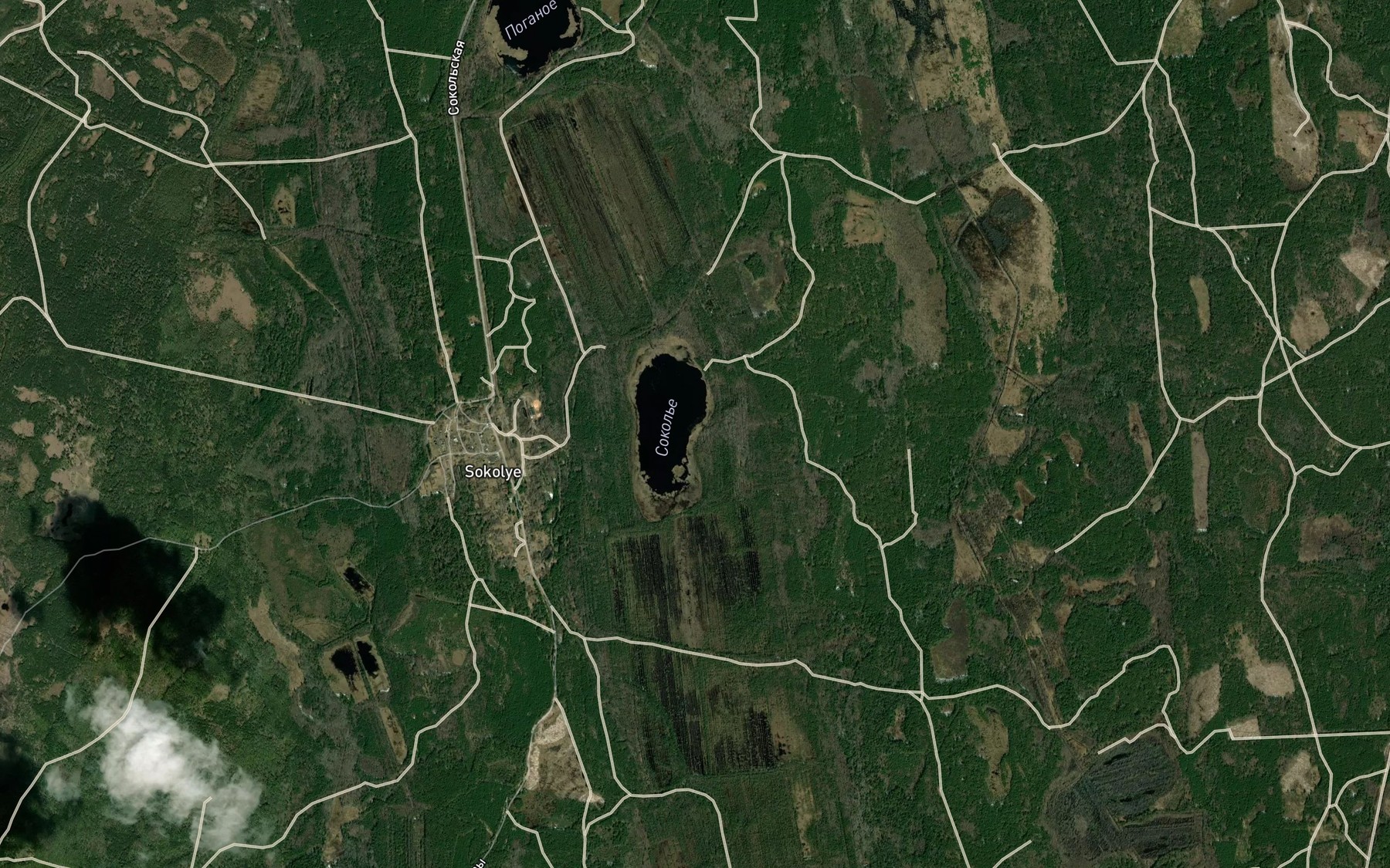 Satellite map of the Ozero Sokol'ye