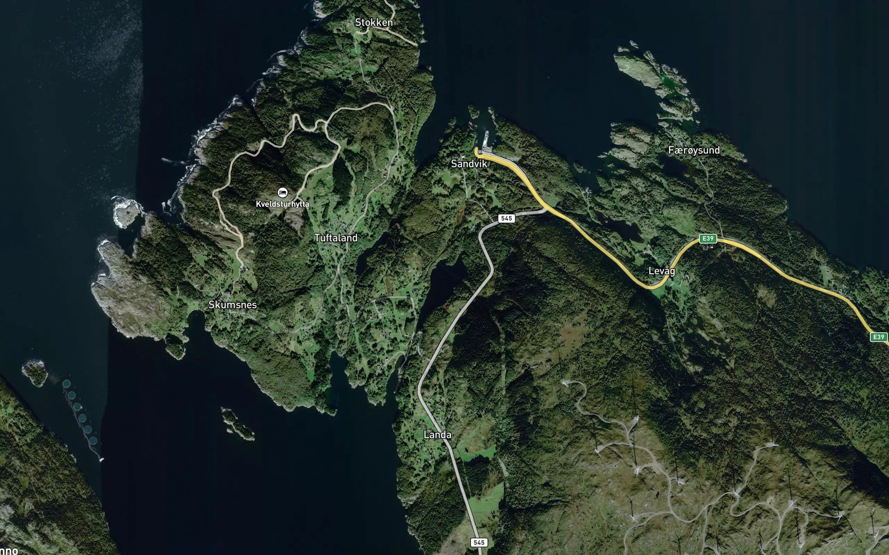 Satellite map of the Gloppevatnet