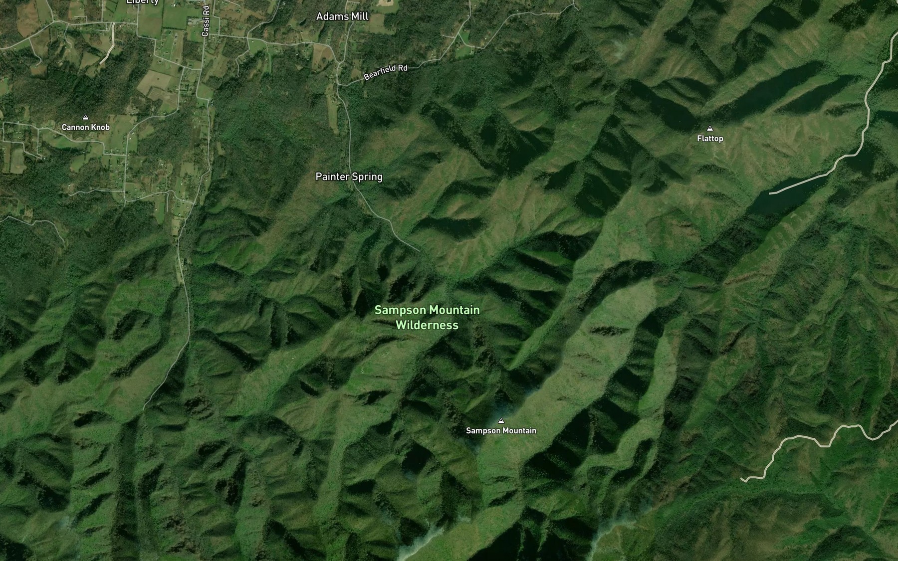 Satellite map of the North Fork Painter Creek
