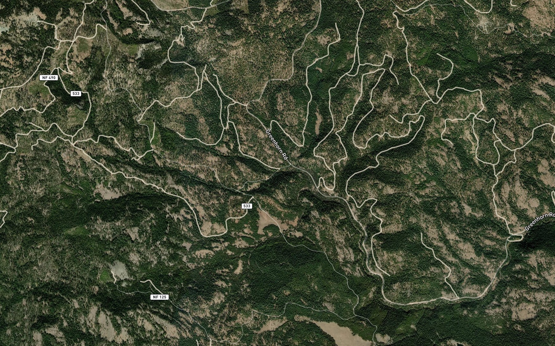 Satellite map of the Greenhorn Creek