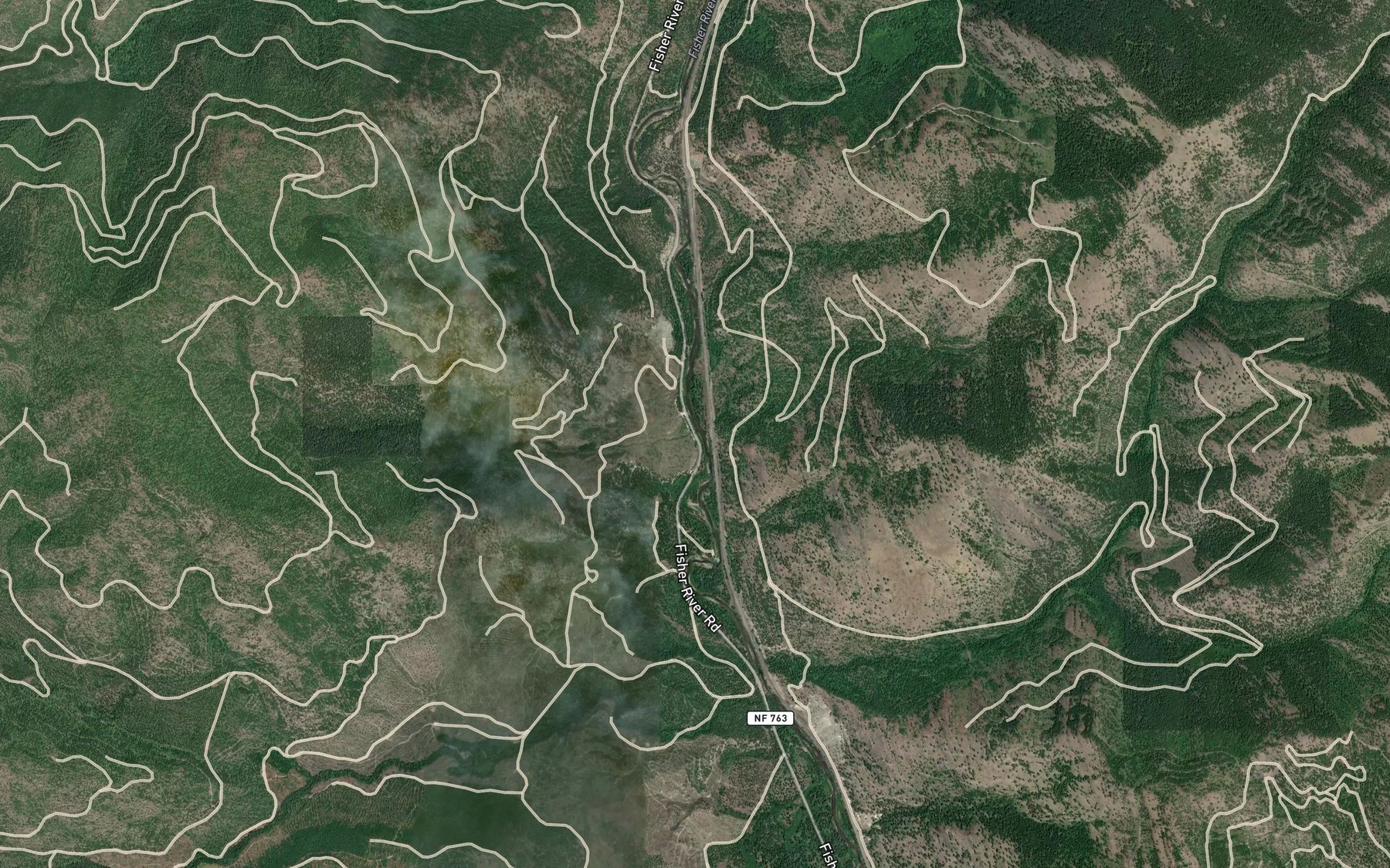 Satellite map of the Wing Creek