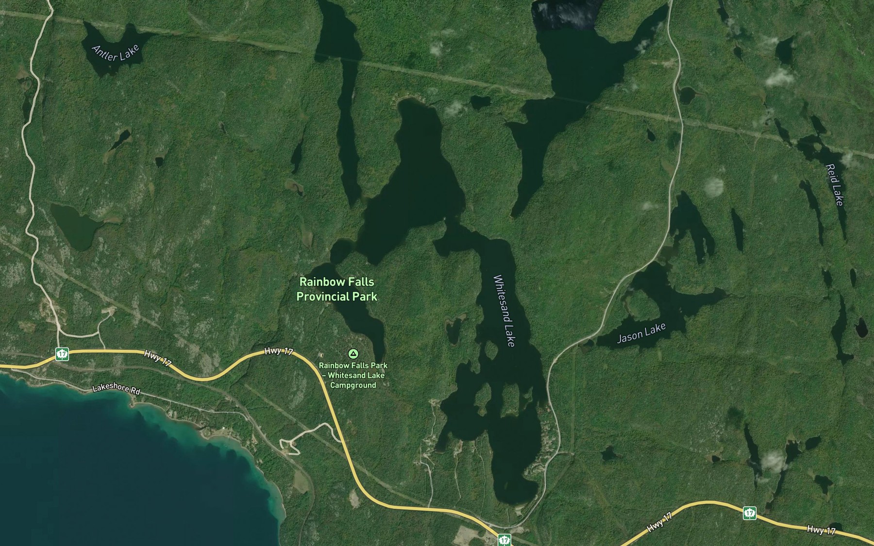 Satellite map of the Whitesand Lake