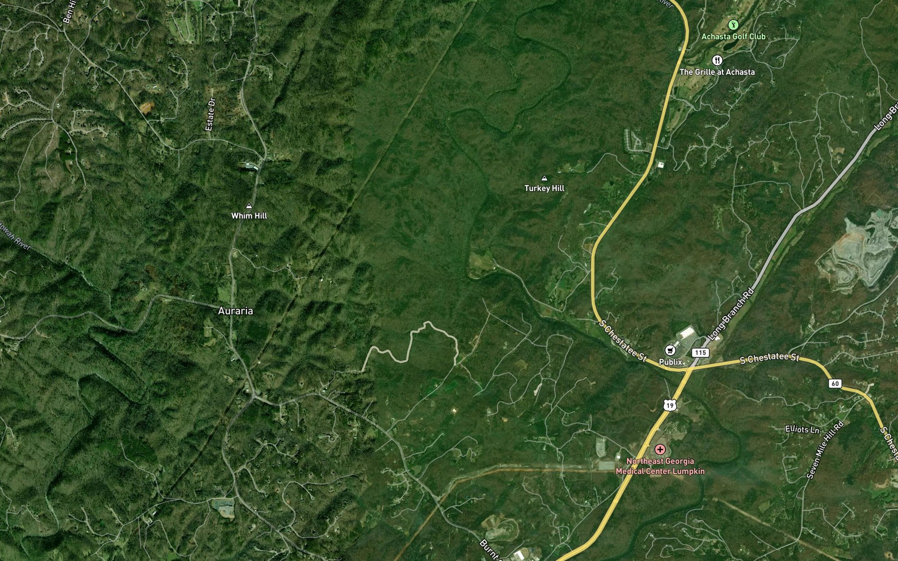 Satellite map of the Bells Branch