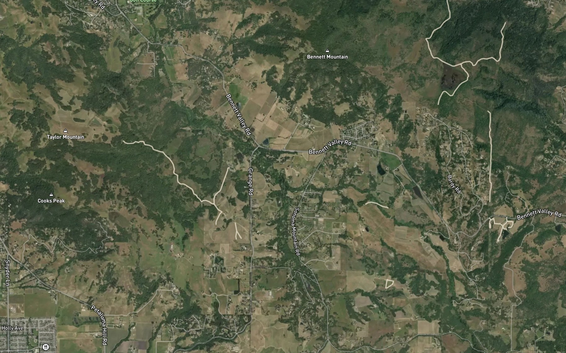 Satellite map of the South Fork Matanzas Creek