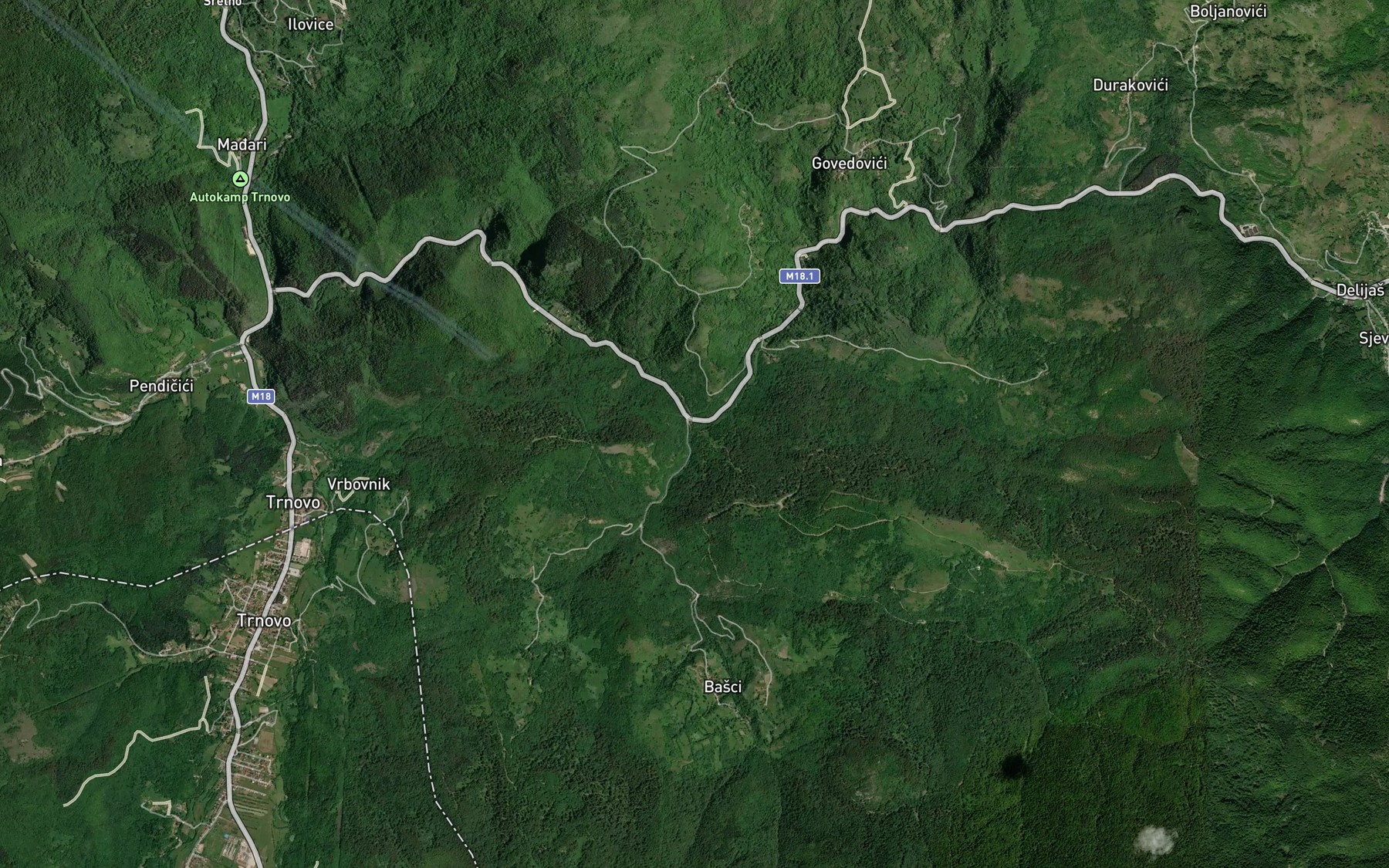 Satellite map of the Tovarnicki Potok