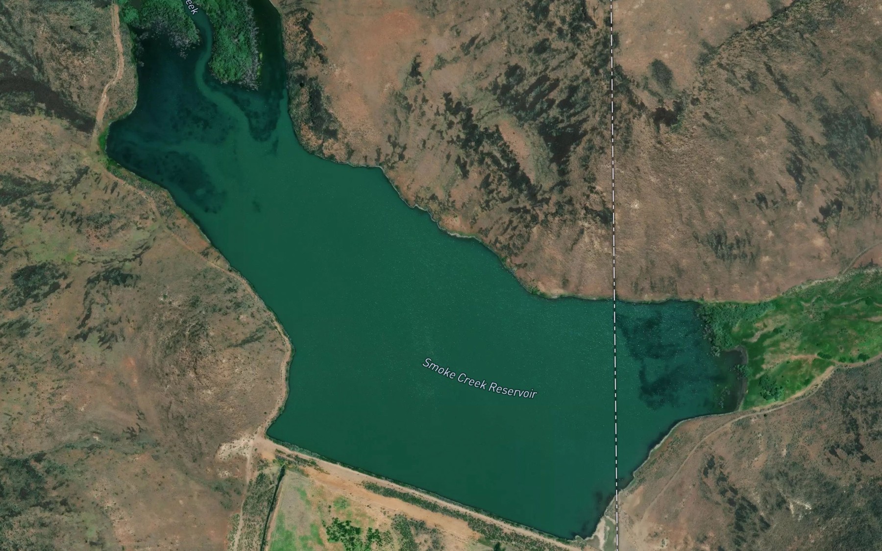 Satellite map of the Smoke Creek Reservoir