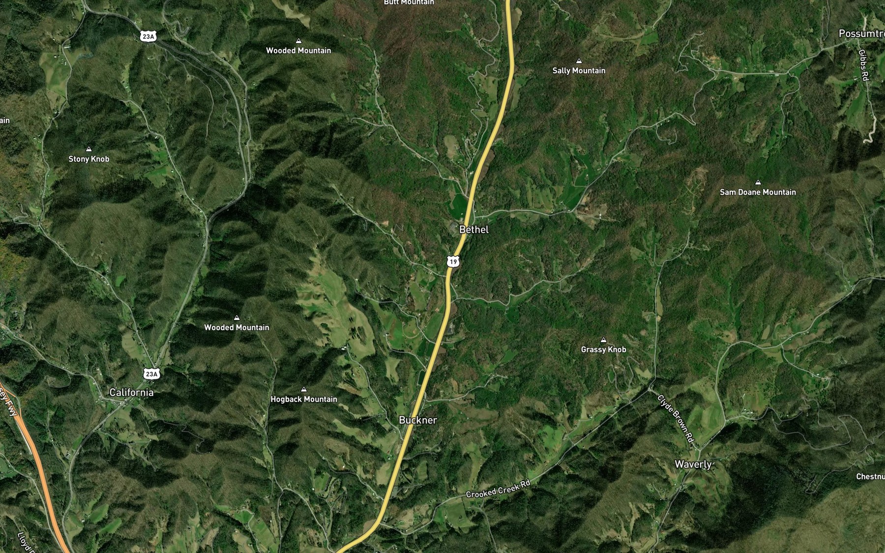 Satellite map of the Jordan Branch