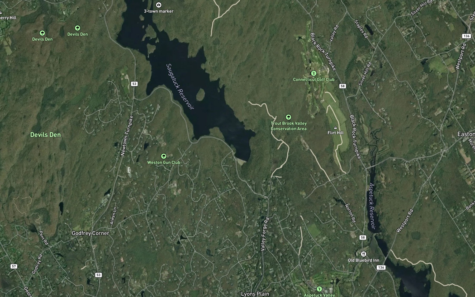 Satellite map of the Anglers' Dock