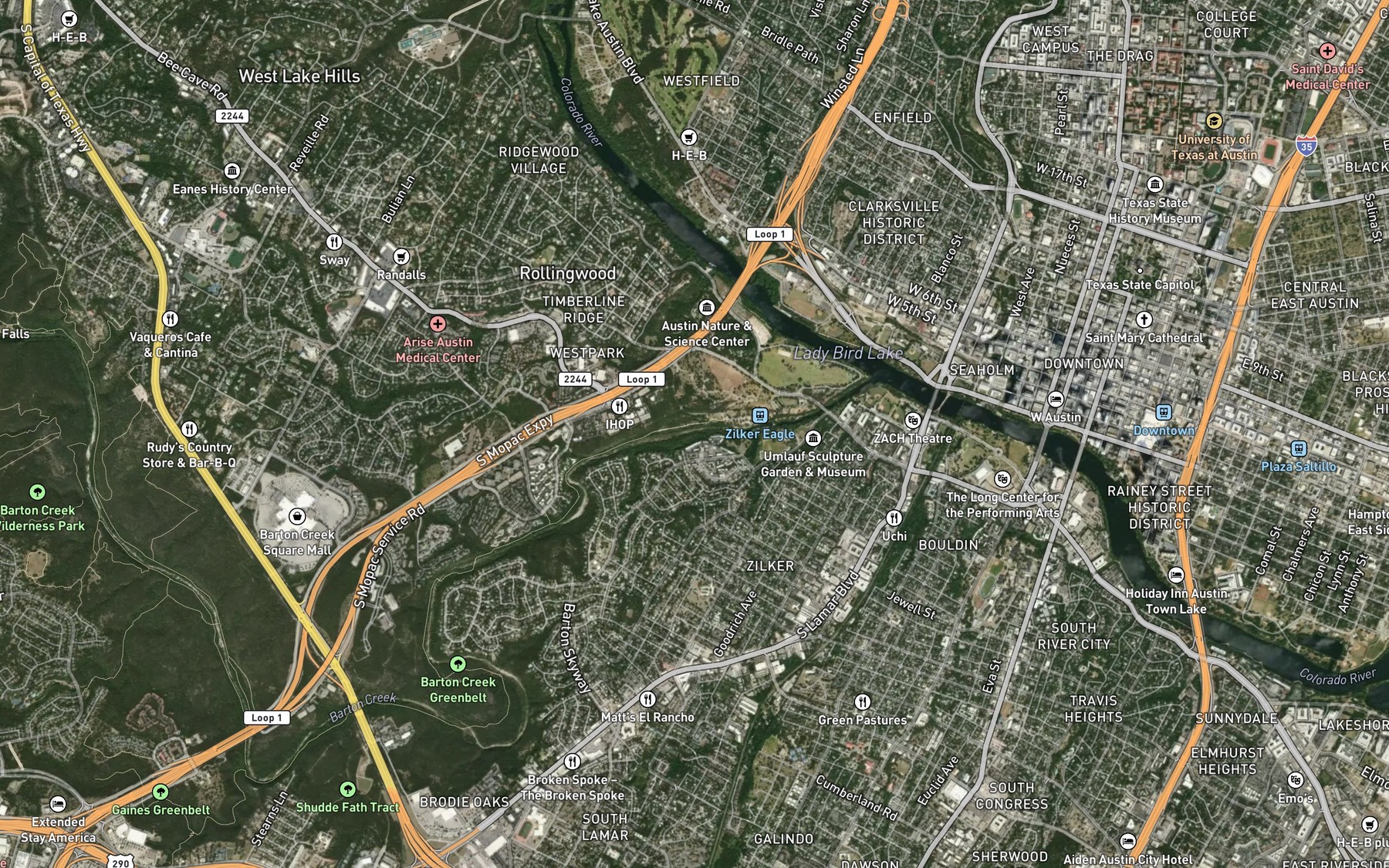 Satellite map of the Upper Barton Spring