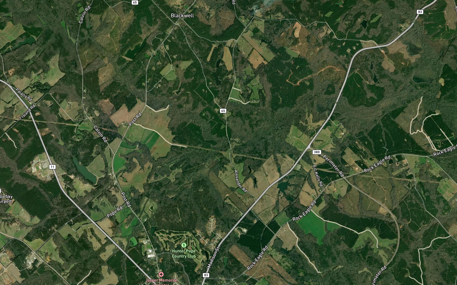 Satellite map of the Pearson Creek