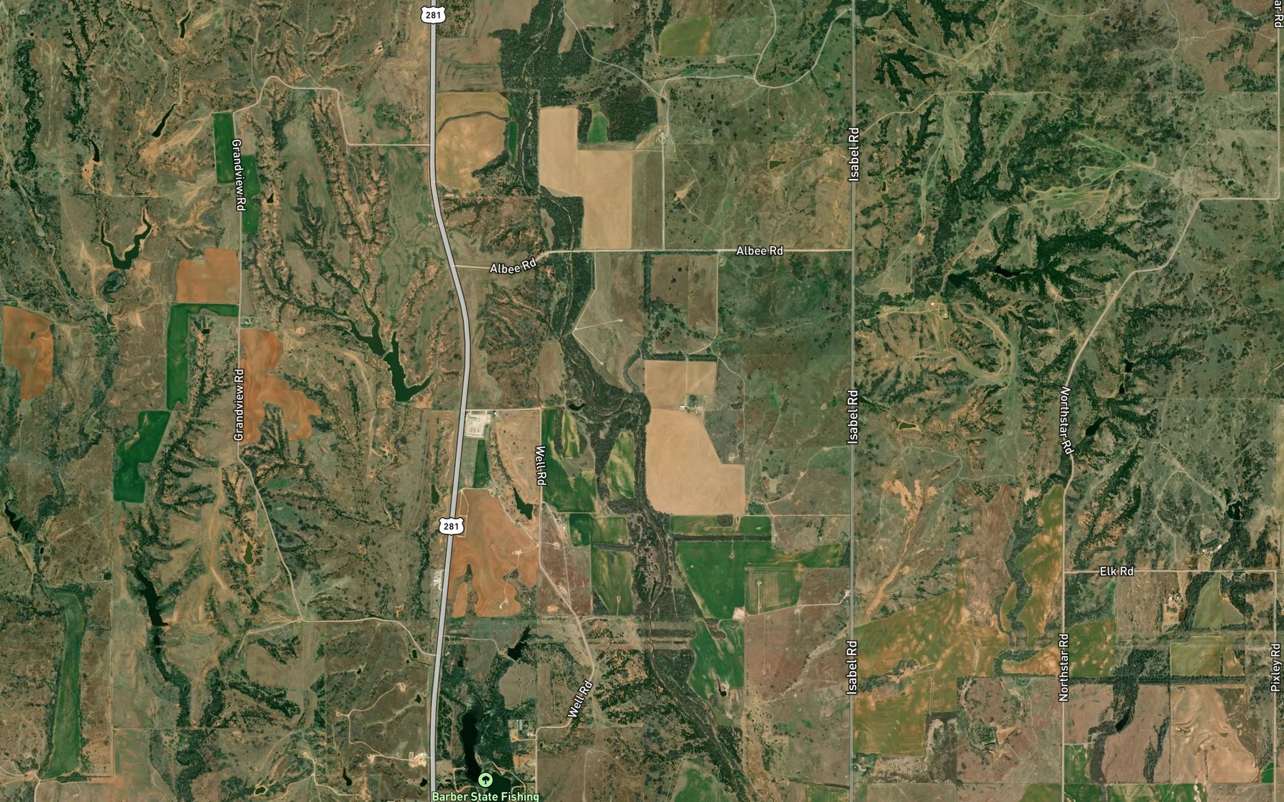 Satellite map of the Albee Creek