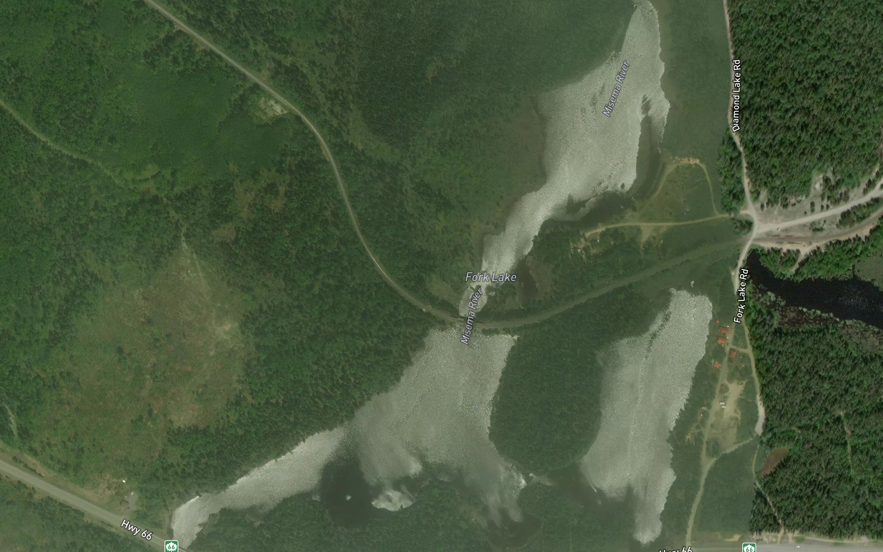 Satellite map of the Fork Lake