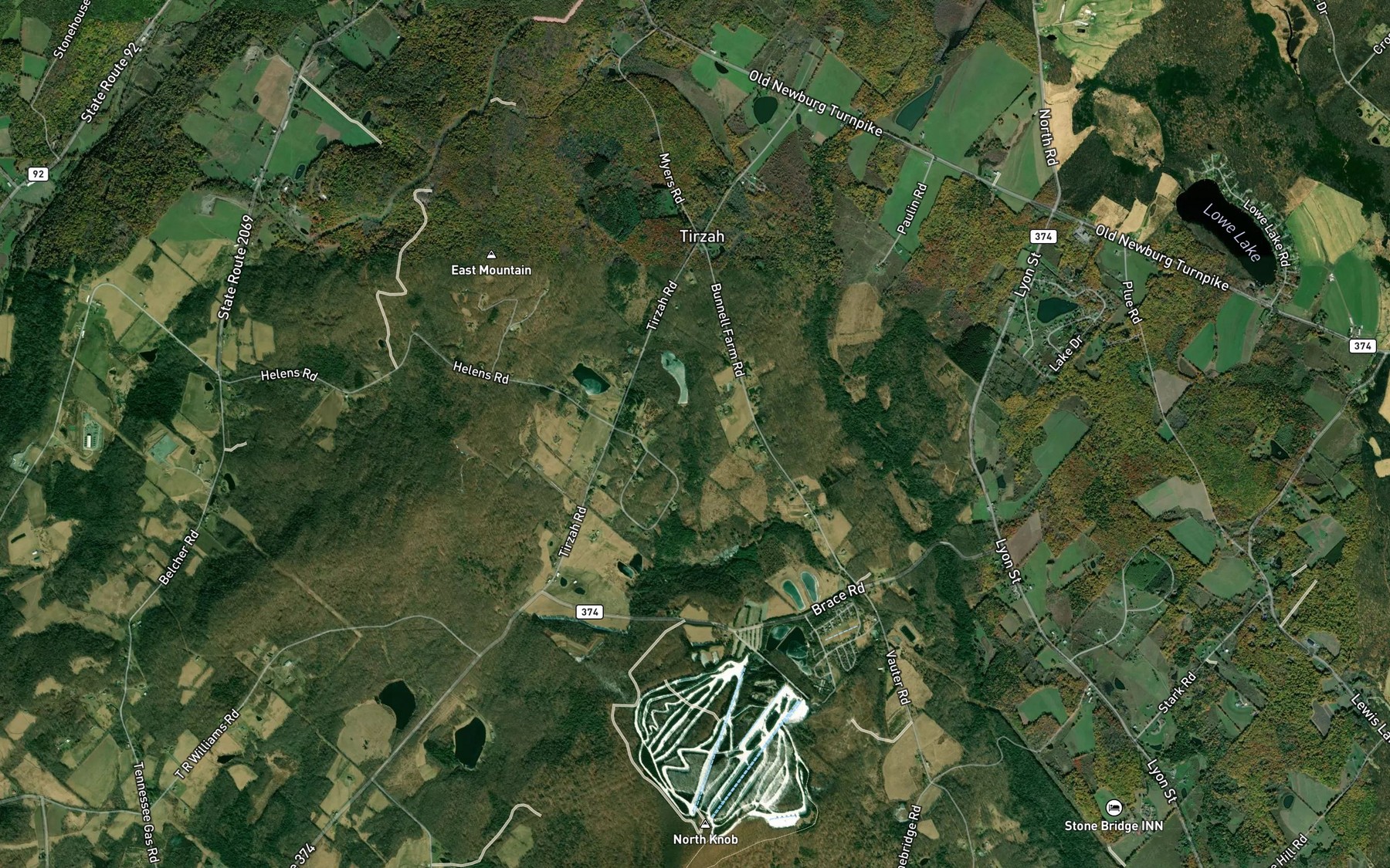 Satellite map of the Ross Lake