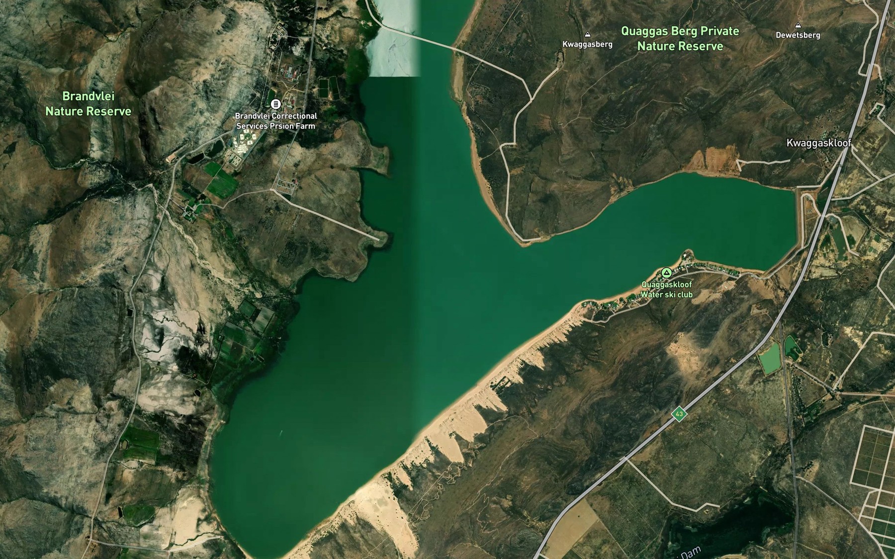 Satellite map of the Kwaggaskloofdam