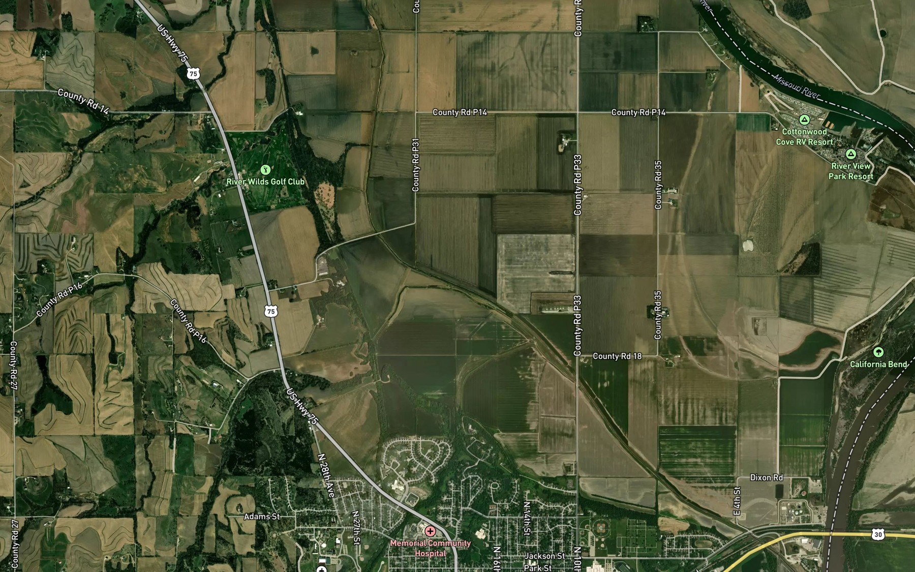Satellite map of the South Creek