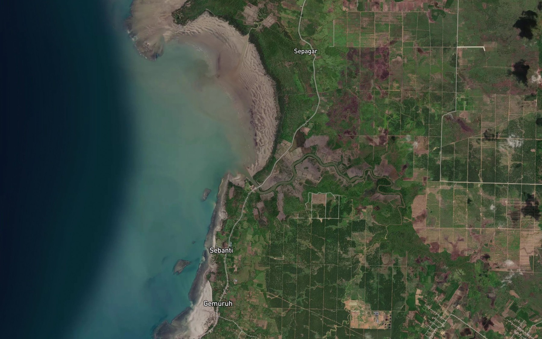 Satellite map of the Sungai Sebanti
