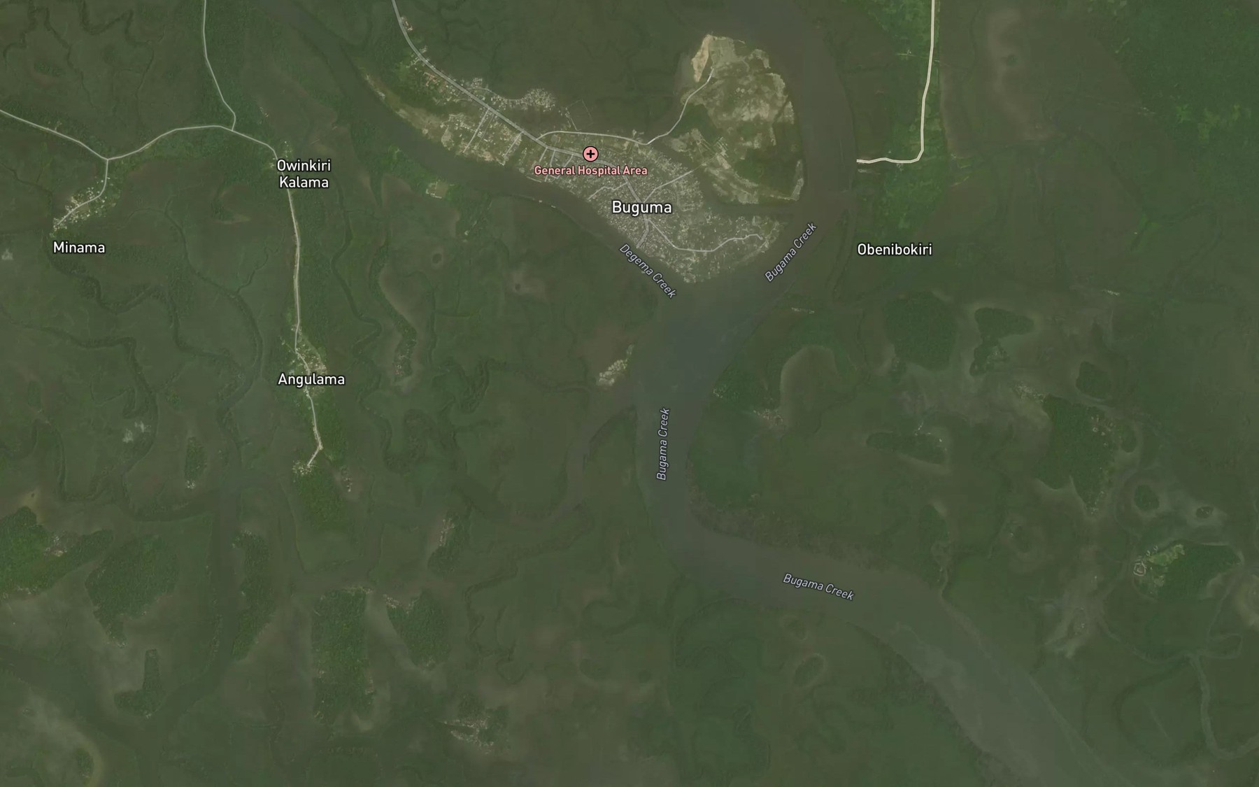 Satellite map of the Anagulama Creek