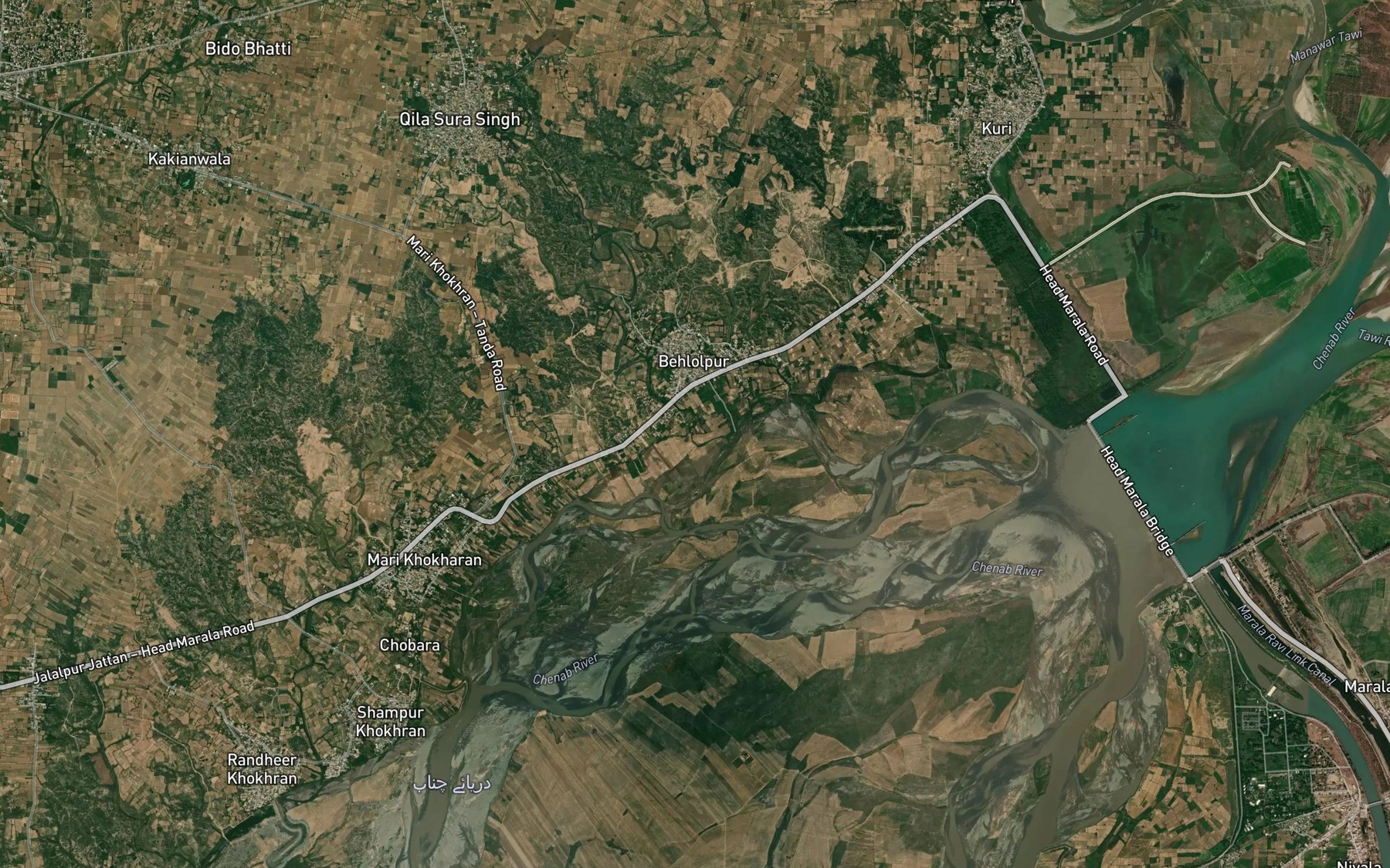 Satellite map of the Choai Nala