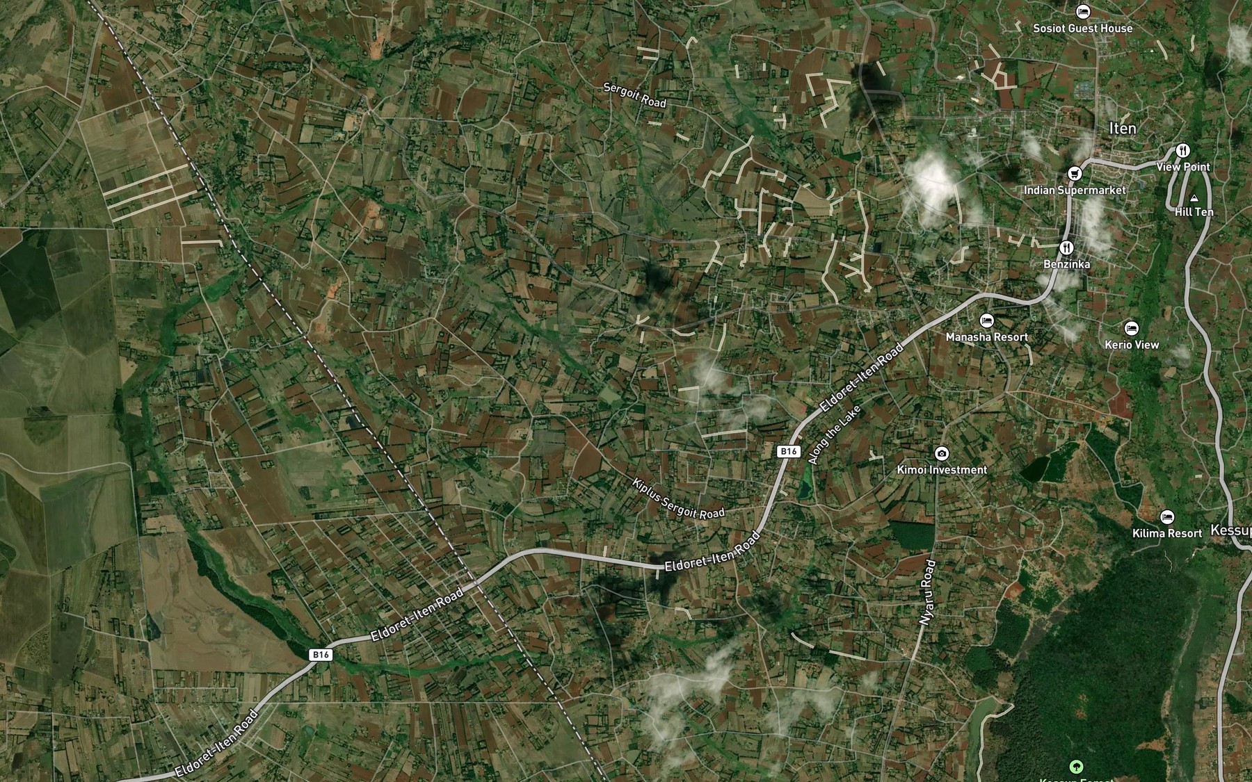 Satellite map of the Iten Dam