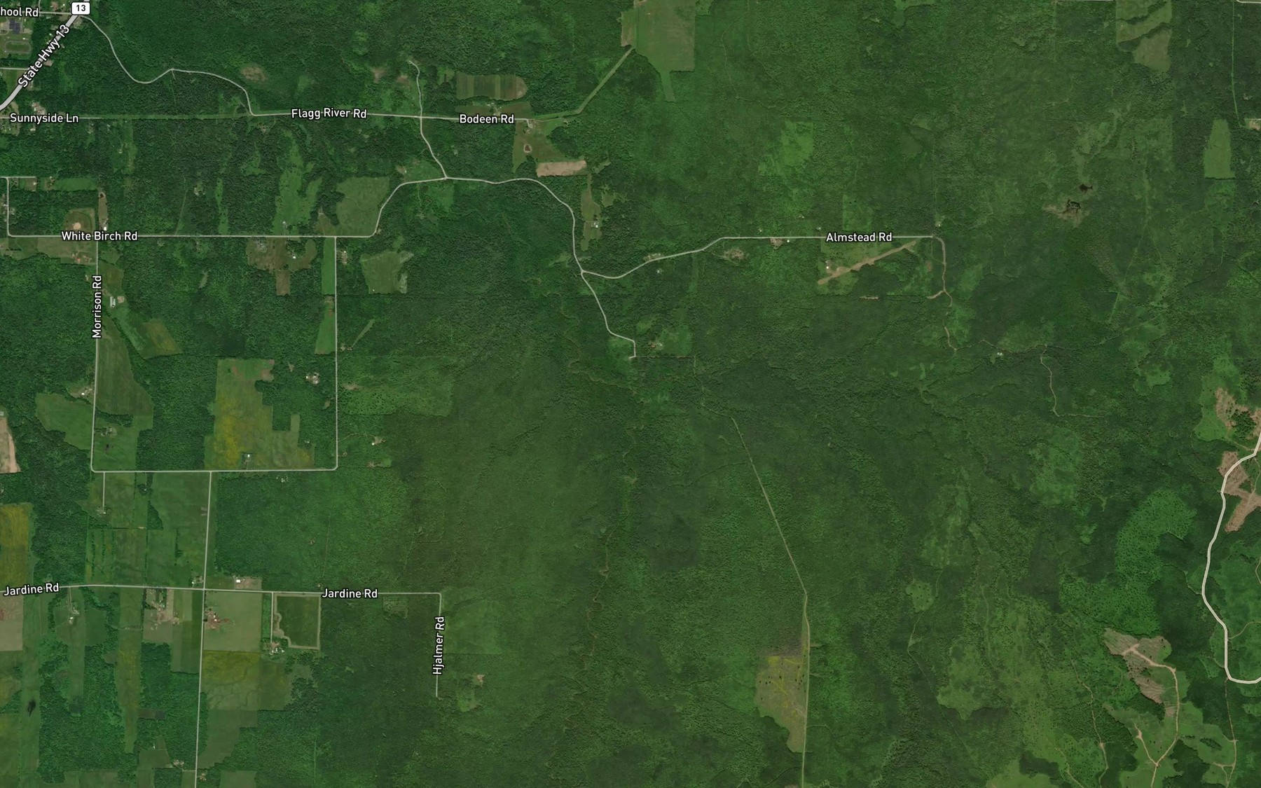 Satellite map of the East Fork Flag River
