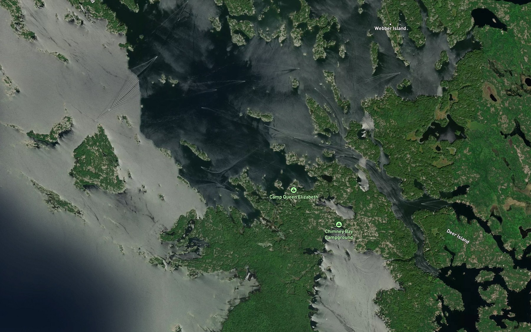 Satellite map of the Honeymoon Bay