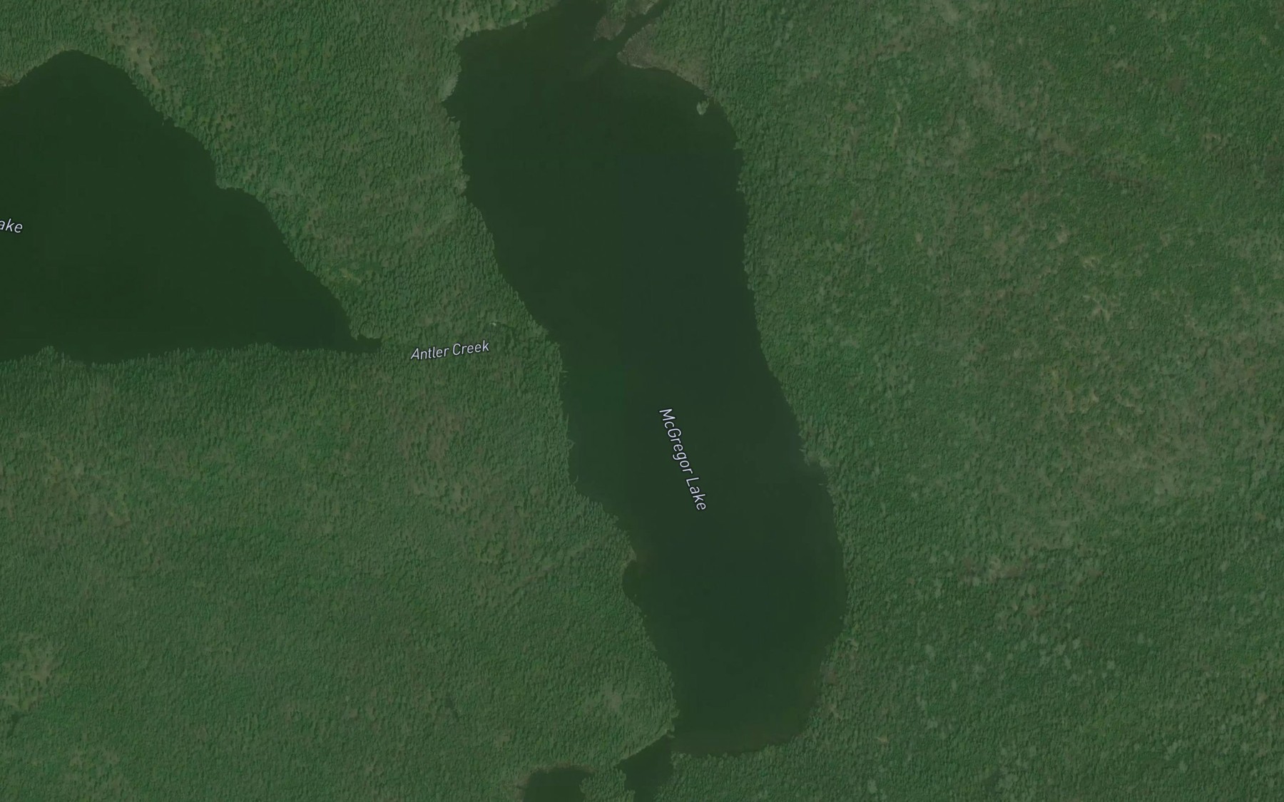 Satellite map of the McGregor Lake