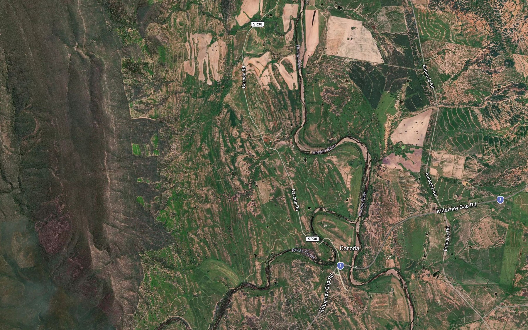 Satellite map of the Rocky Creek