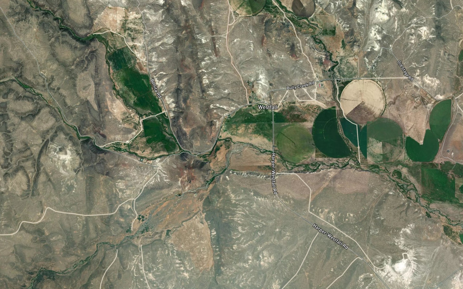 Satellite map of the Cottonwood Creek